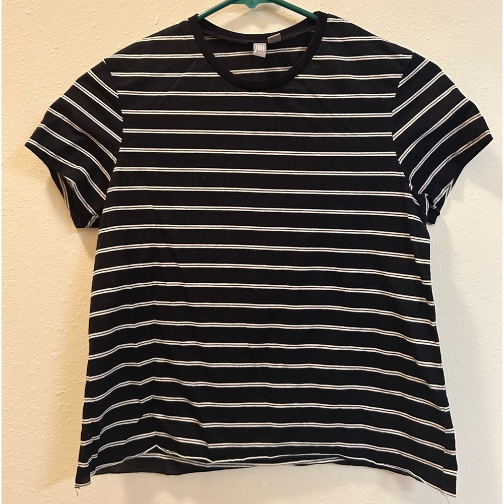 (4) ASOS Navy/White Striped Crop Top Short Sleeve T-shirt Tee